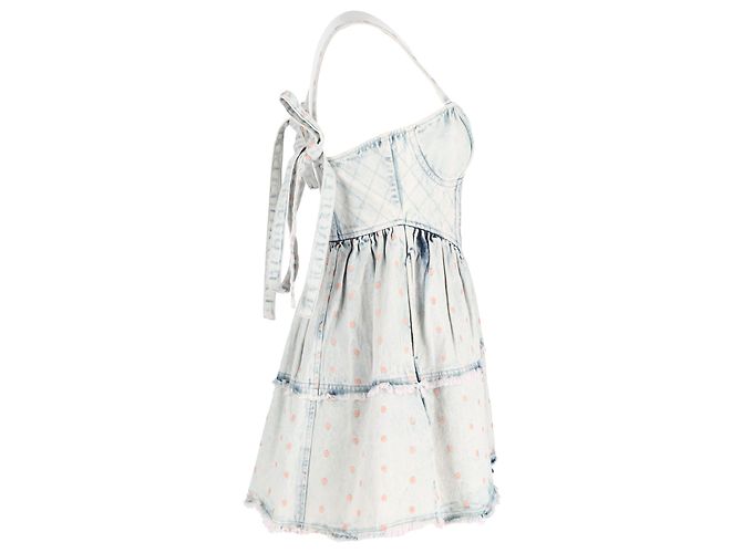 Loveshackfancy Mini Dorna Dress in Light Blue Cotton Denim - view 3