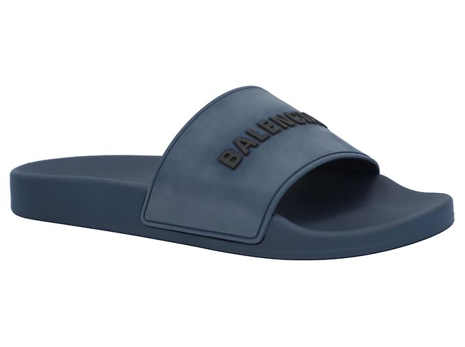 Infradito da piscina in gomma con logo 3D Balenciaga Blu - vista 5