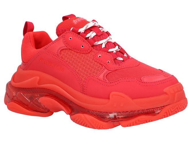 Sneaker Balenciaga Triple S con suola trasparente in rosso - vista 5
