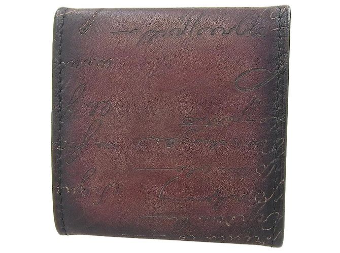 Autre Marque Berluti Calligraphy KHAYA Leather Coin Case Wine Red - view 2