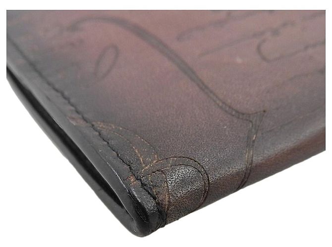 Autre Marque Berluti Calligraphy KHAYA Leather Coin Case Wine Red - view 8