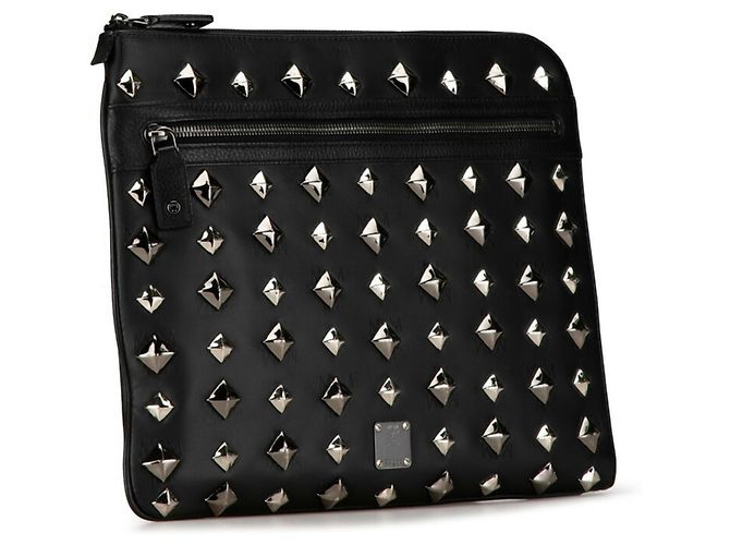 Borsa a tracolla MCM Visetos Glam Studs Nero Argento - vista 2