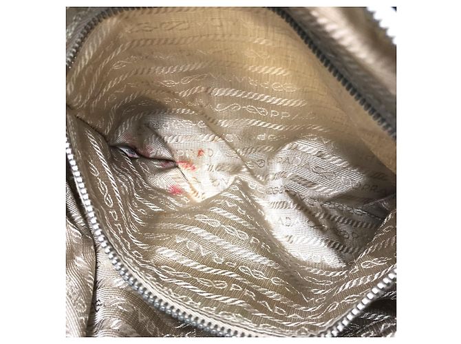 Borsa a spalla in tessuto bianco Prada - vista 15