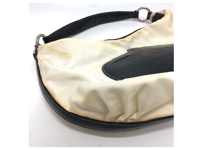 Borsa a spalla in tessuto bianco Prada - vista 7