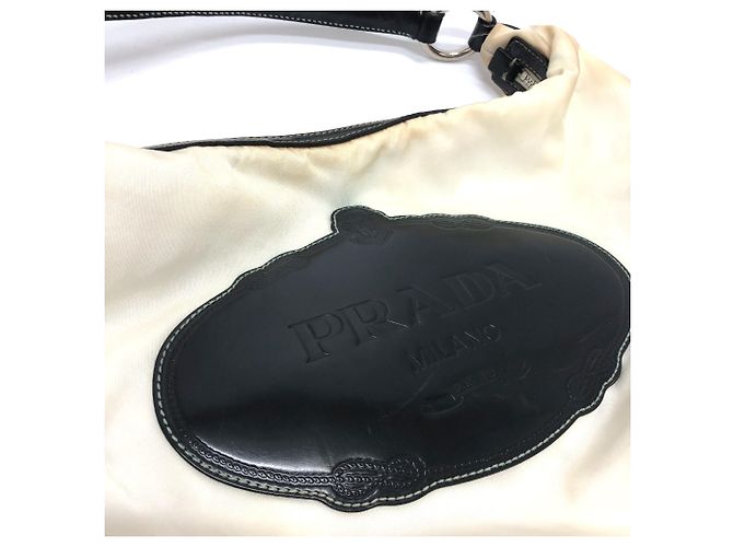 Borsa a spalla in tessuto bianco Prada - vista 8