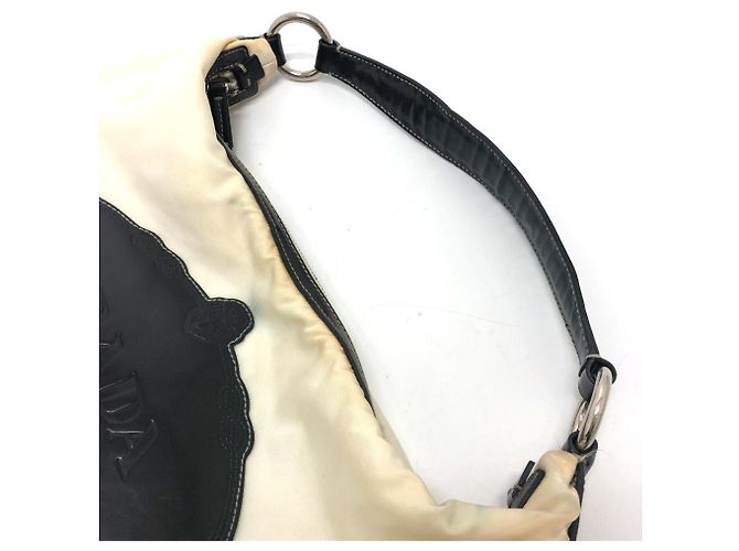 Borsa a spalla in tessuto bianco Prada - vista 9