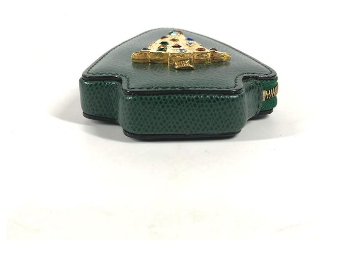 Céline Portamonete in pelle verde Celine con strass - vista 3