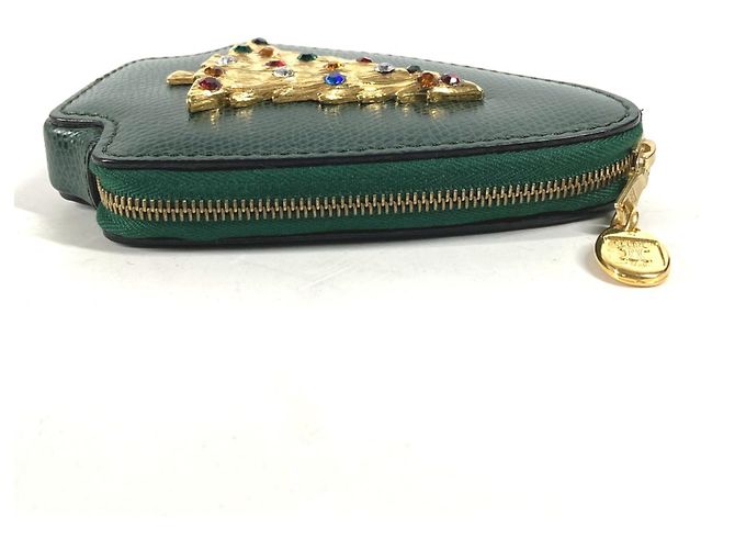 Céline Portamonete in pelle verde Celine con strass - vista 4