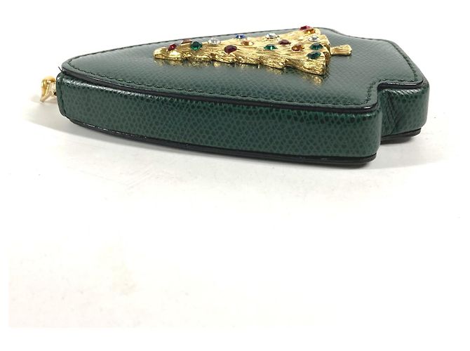 Céline Portamonete in pelle verde Celine con strass - vista 5
