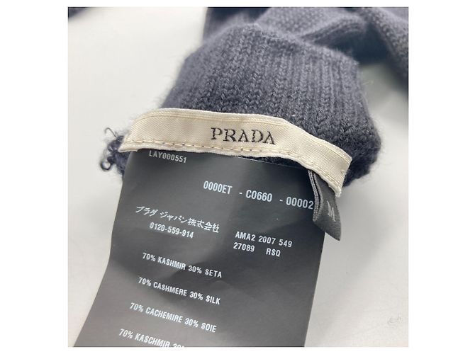 Gants longs en cachemire et soie noirs Prada - vue 3