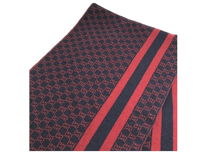Gucci Bicolor Schal in Rot und Marineblau - Ansicht 2