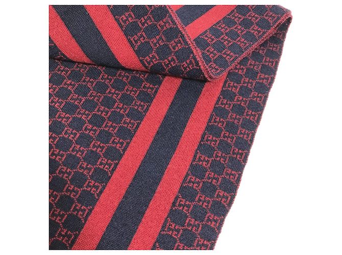 Gucci Bicolor Schal in Rot und Marineblau - Ansicht 3