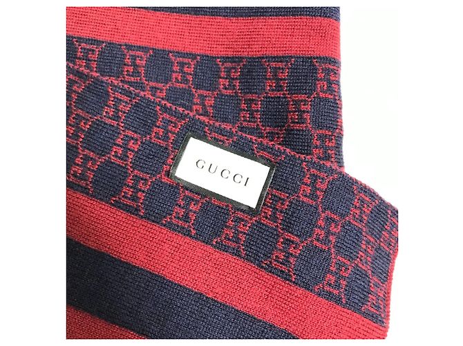 Gucci Bicolor Schal in Rot und Marineblau - Ansicht 4