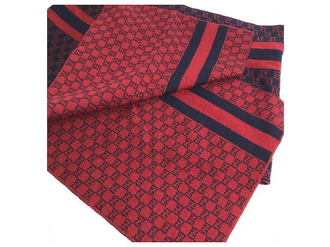 Gucci Bicolor Schal in Rot und Marineblau - Ansicht 5