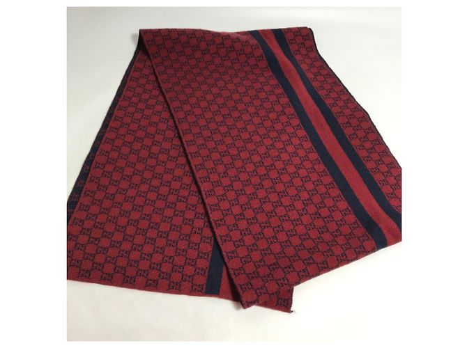 Gucci Bicolor Schal in Rot und Marineblau - Ansicht 7