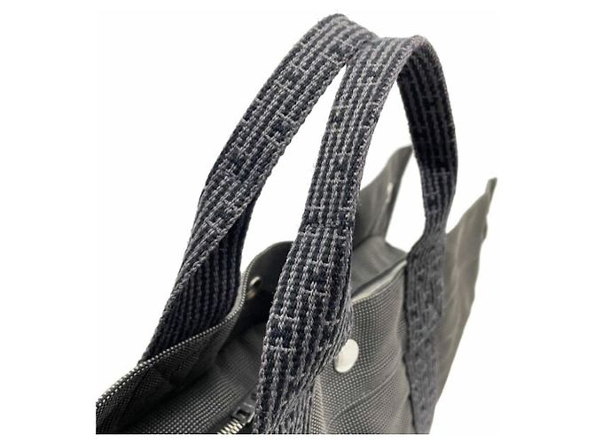 Hermès Hermes graue Nylon-Canvas-Tasche Braun - Ansicht 6