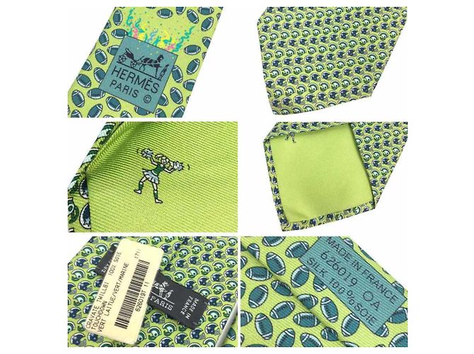 Silk In Hermès Hermes Green Silk Cravat - view 3