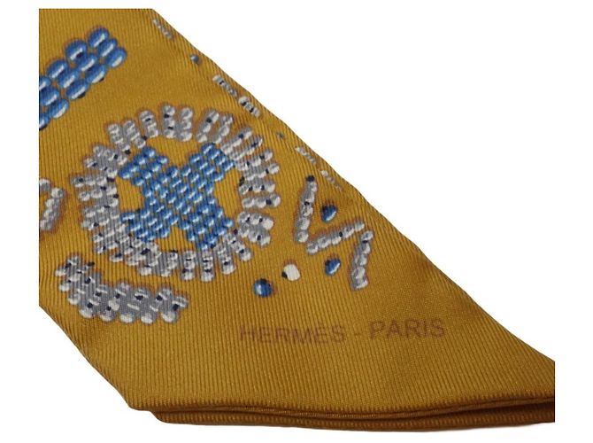 Hermès Foulard Twilly Hermes in Kelly in Perle Marrone Multicolore - vista 6