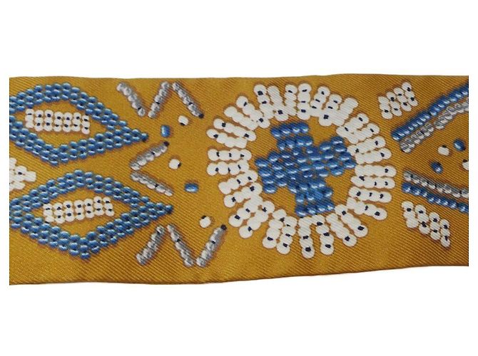 Hermès Foulard Twilly Hermes in Kelly in Perle Marrone Multicolore - vista 7