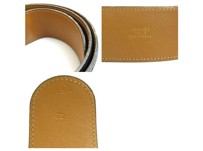 Hermès Leder- und Metallgürtel Schwarz Golden - Ansicht 5