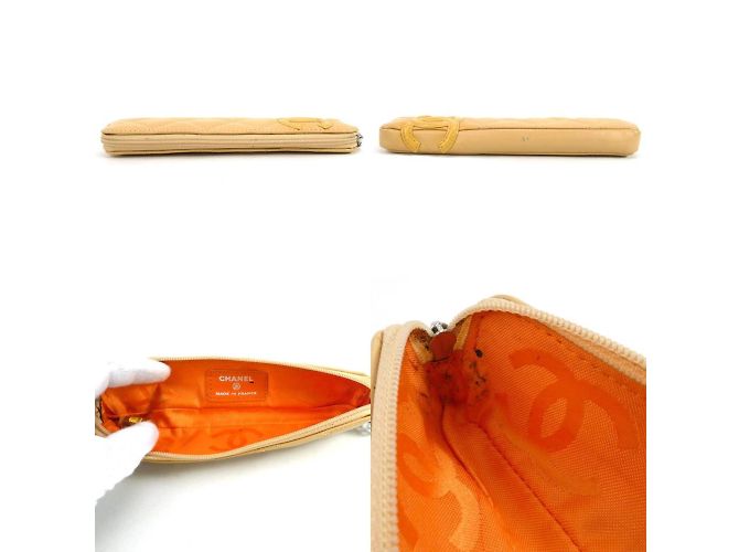 Chanel Cambon Line Leather Pen Case Beige - view 3