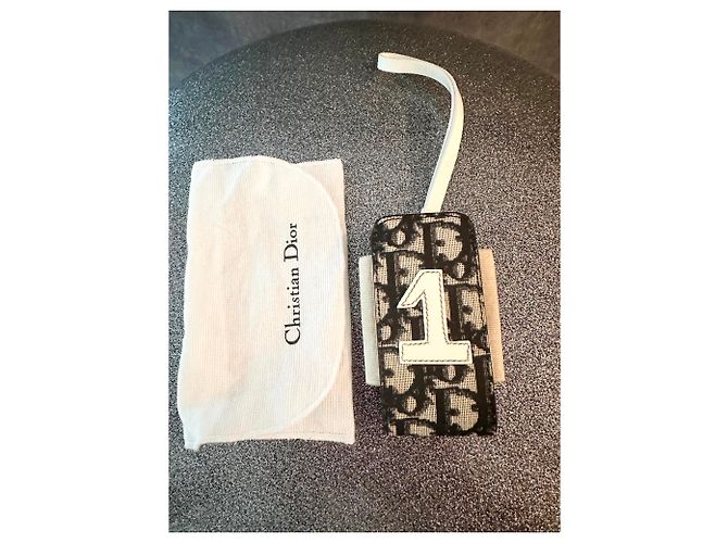 Dior 30 Montaigne Custodia Telefono Blu e Beige Pelle e Tela - vista 4