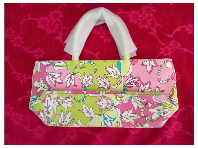 Borsa a mano Emilio Pucci in tessuto verde rosa blu - vista 2