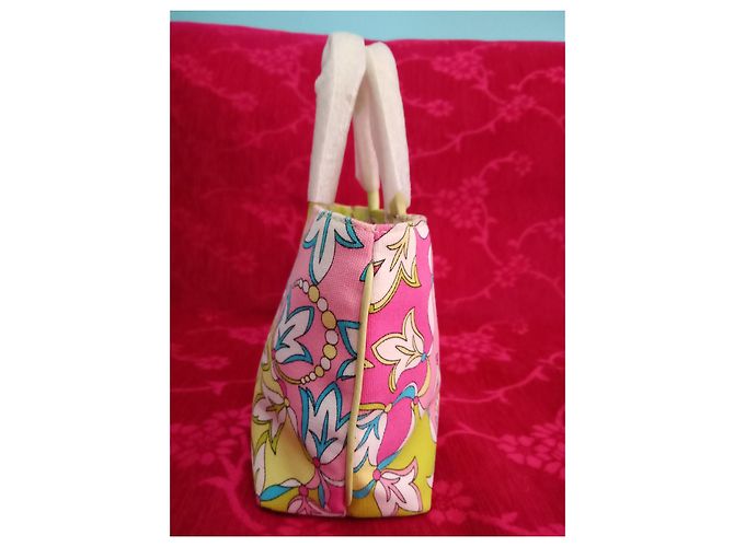 Borsa a mano Emilio Pucci in tessuto verde rosa blu - vista 3