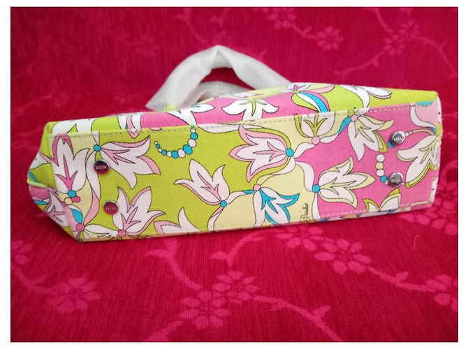 Borsa a mano Emilio Pucci in tessuto verde rosa blu - vista 4