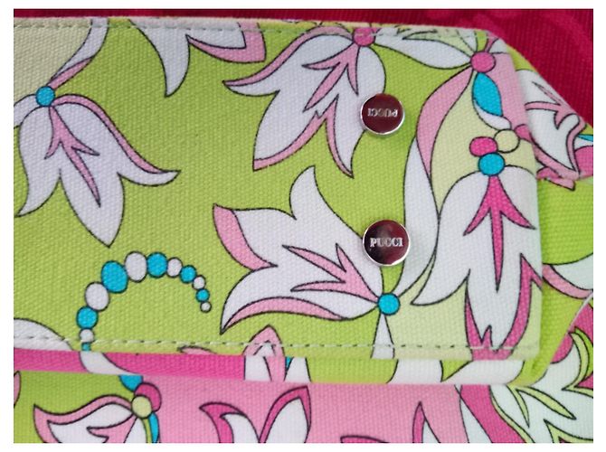 Borsa a mano Emilio Pucci in tessuto verde rosa blu - vista 6