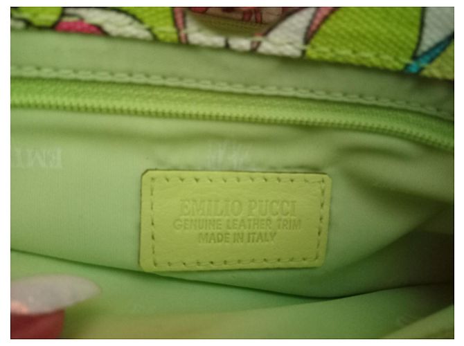 Borsa a mano Emilio Pucci in tessuto verde rosa blu - vista 7