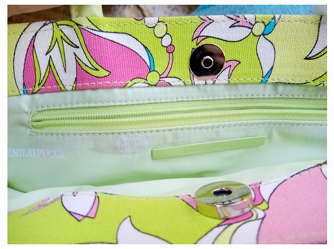 Borsa a mano Emilio Pucci in tessuto verde rosa blu - vista 8