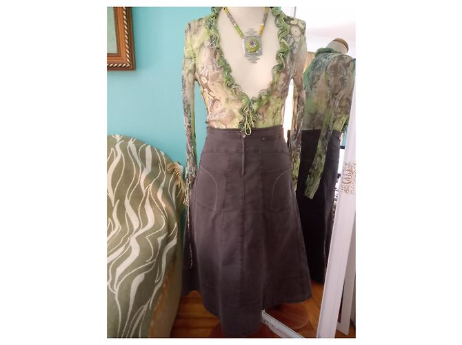 Falda midi de mezclilla Sportmax Code Retro gris - vista 4