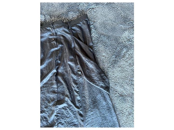 Autre Marque Masnada early 00s Low Crotch Silk Black Pants. - view 4