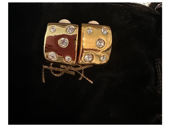 Orecchini a clip Yves Saint Laurent in metallo dorato e strass D'oro - vista 2