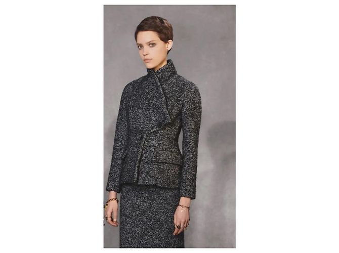 Chaqueta Bar de tweed bouclé Christian Dior Pre-Fall 2018 Negro - vista 8