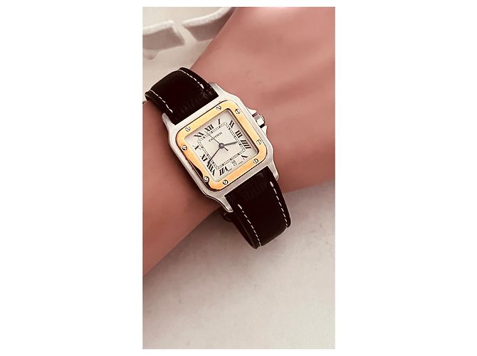 Relógio Cartier Santos Galbée Ouro e Aço Mostrador Branco - vista 7