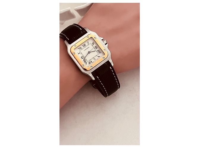 Relógio Cartier Santos Galbée Ouro e Aço Mostrador Branco - vista 8