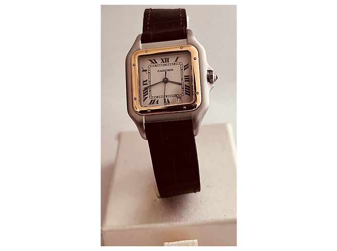 Relógio Cartier Panthère GM ouro e aço mostrador branco - vista 2