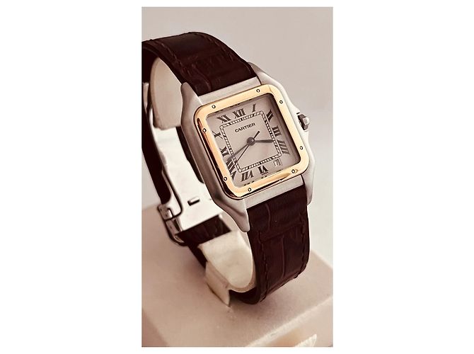 Relógio Cartier Panthère GM ouro e aço mostrador branco - vista 3