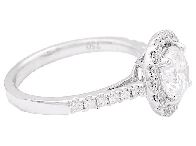 inconnue 1,26 ct Diamantring mit Halo, Weißgold. - Ansicht 3