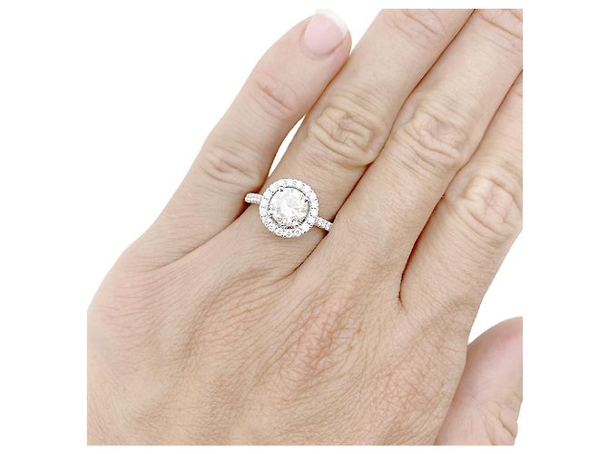 inconnue 1,26 ct Diamantring mit Halo, Weißgold. - Ansicht 6