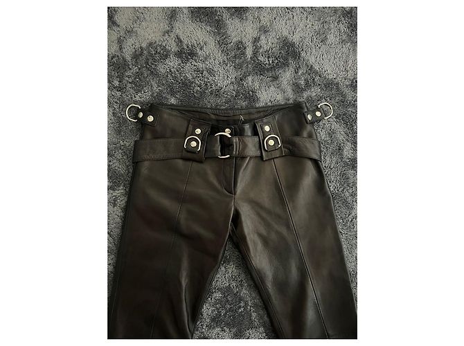 Dolce & Gabbana Pantalones de cuero con cinturón bondage Dolce&Gabbana Primavera Verano 2000. Negro - vista 3