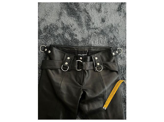 Dolce & Gabbana Pantalones de cuero con cinturón bondage Dolce&Gabbana Primavera Verano 2000. Negro - vista 4