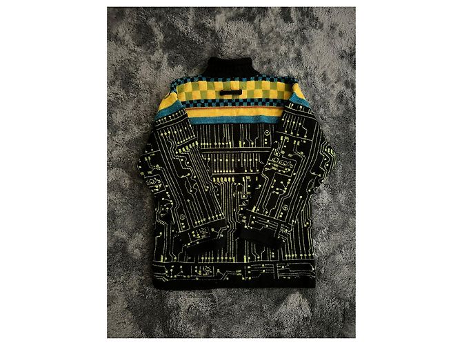 Jean Paul Gaultier Autunno Inverno 1995 Collo Alto Cyber. Nero Blu Verde Giallo - vista 2