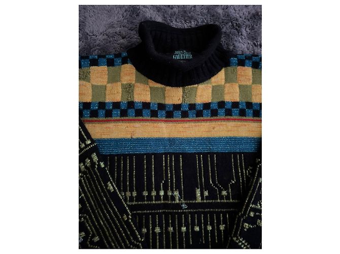 Jean Paul Gaultier Autunno Inverno 1995 Collo Alto Cyber. Nero Blu Verde Giallo - vista 3