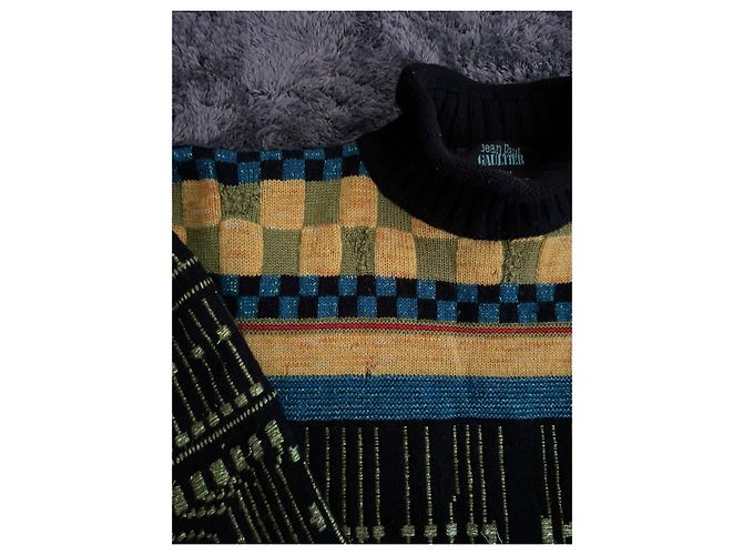 Jean Paul Gaultier Autunno Inverno 1995 Collo Alto Cyber. Nero Blu Verde Giallo - vista 4