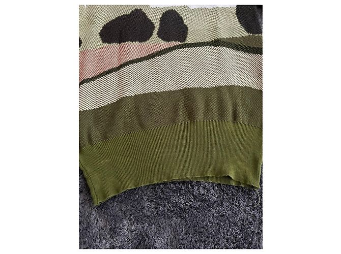 Autre Marque Jacquard Landschafts-Pullover Bernhard Willhelm Frühling Sommer 2001. Hellblau Dunkelgrün - Ansicht 5