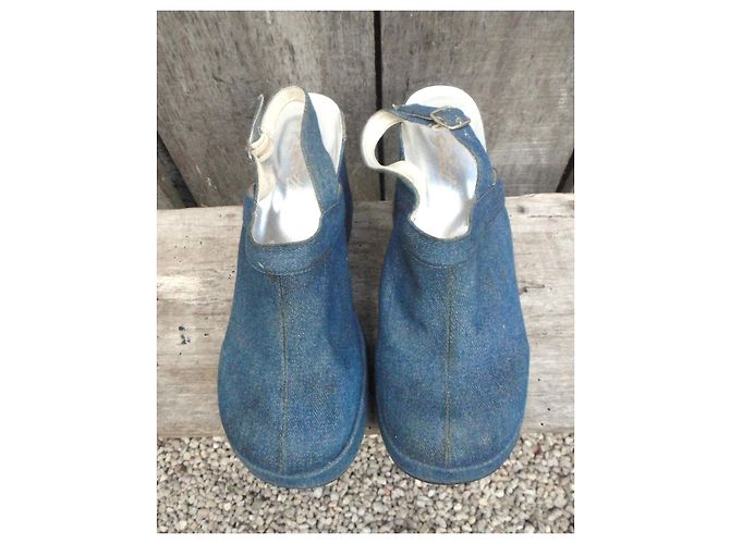 Autre Marque Zoccoli Vogliott in denim e pelle azzurro chiaro Blu chiaro - vista 3