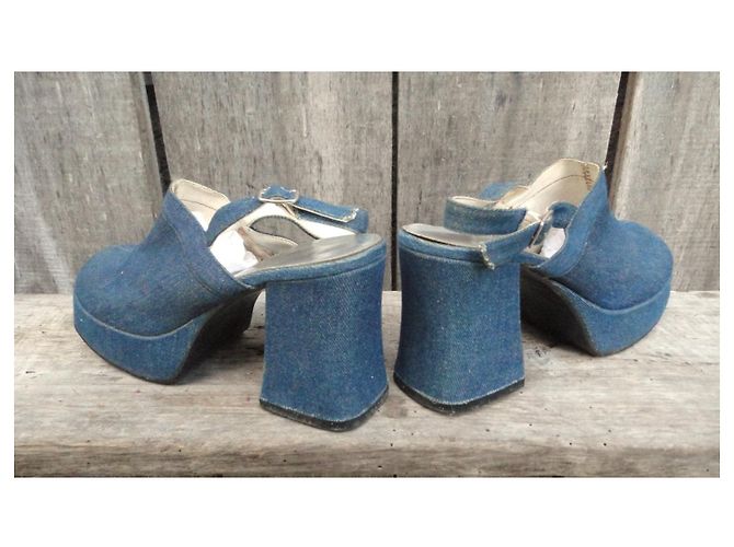 Autre Marque Zoccoli Vogliott in denim e pelle azzurro chiaro Blu chiaro - vista 4